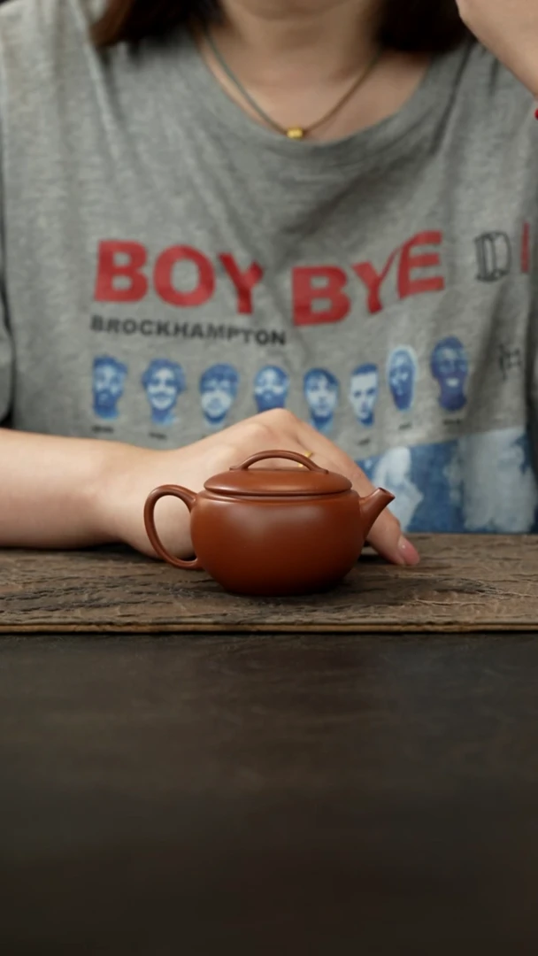 茶壶紫砂赵庄朱泥玉瓦140cc