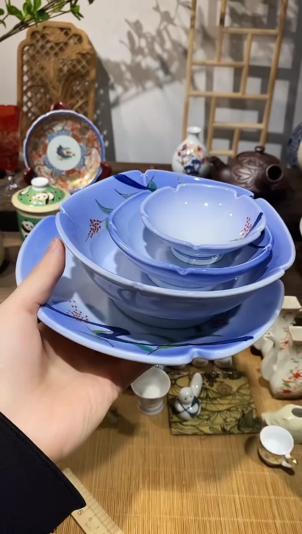 瓷片手绘瓷碗碟套