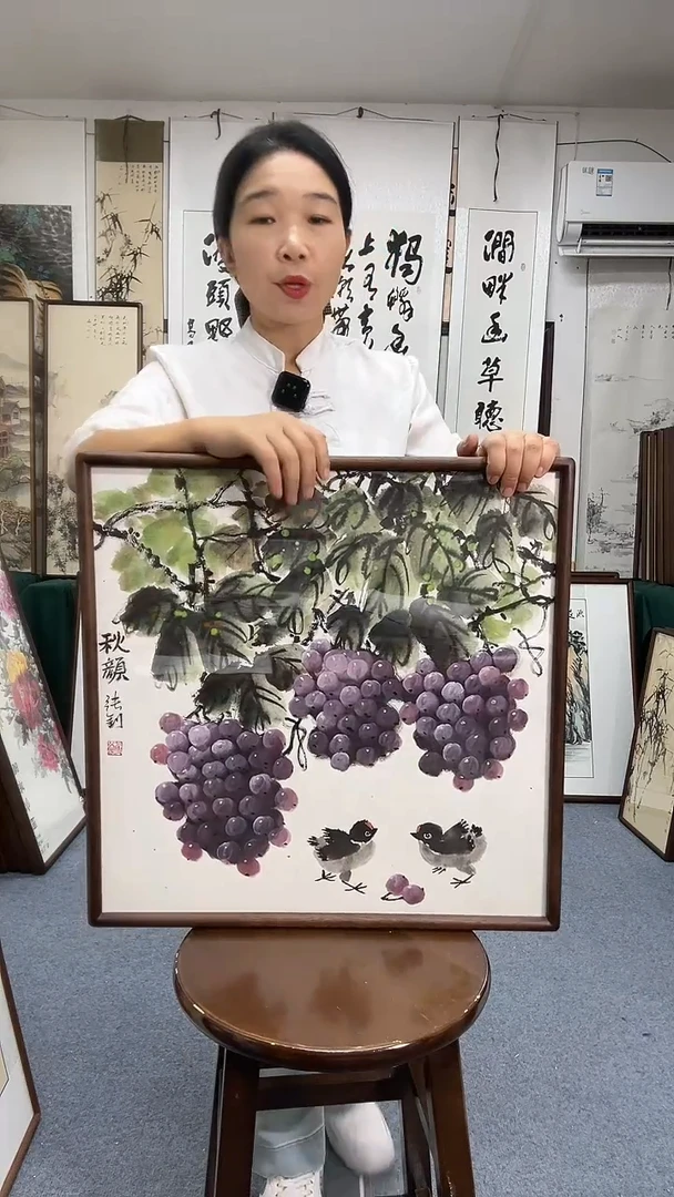 国画52*52实木画框京东包邮手绘