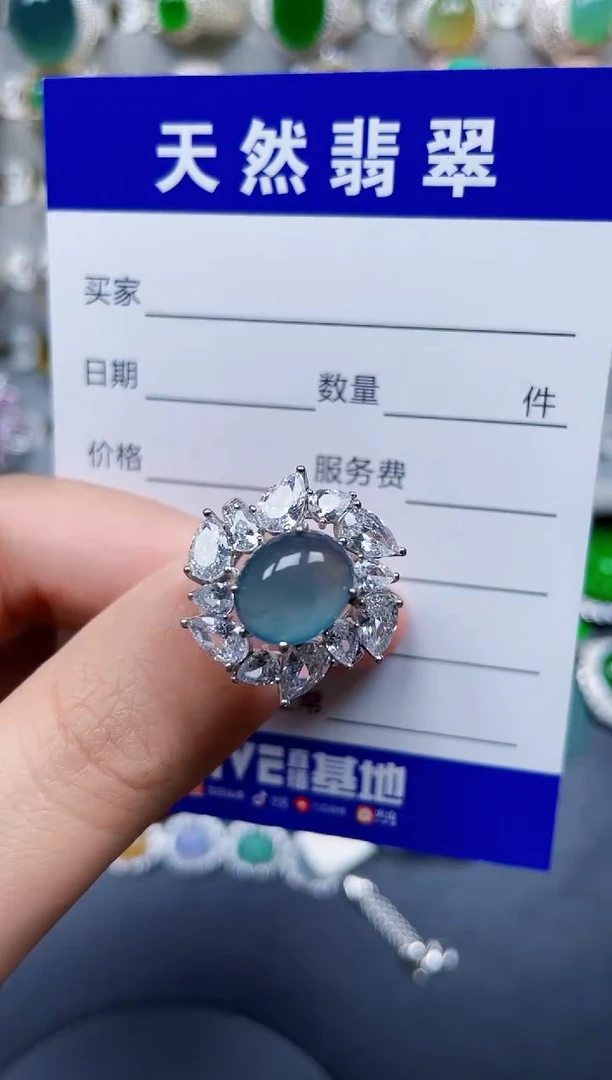 银S925镶嵌戒指翡翠338