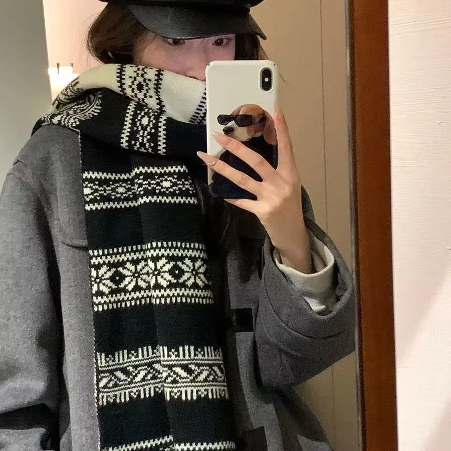 氛围感 我太喜欢啦！软糯双色费尔岛围巾