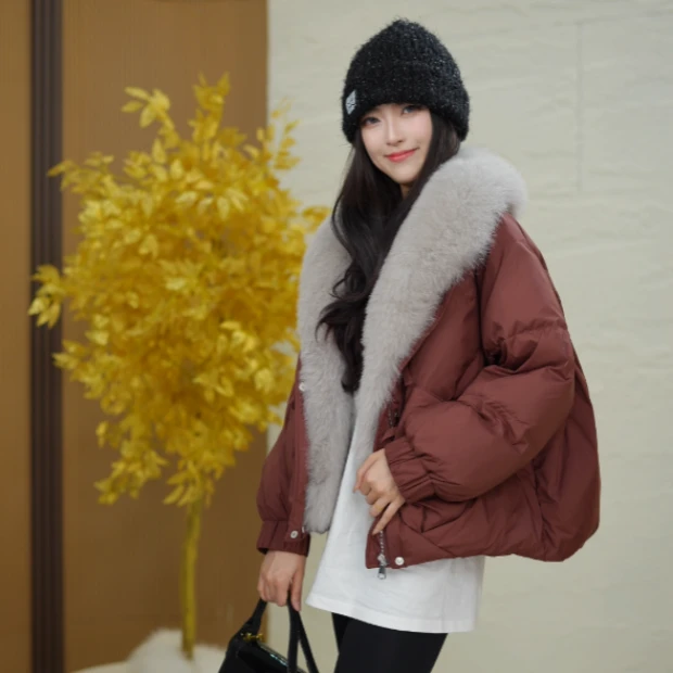 【懒懒专属】冬季新款显瘦时尚羽绒服外套女（毛领可拆卸）2411