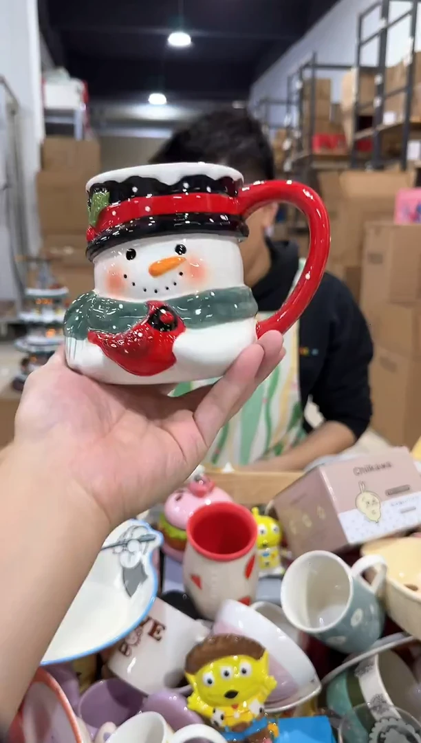 瓷片陶瓷雪人半身杯