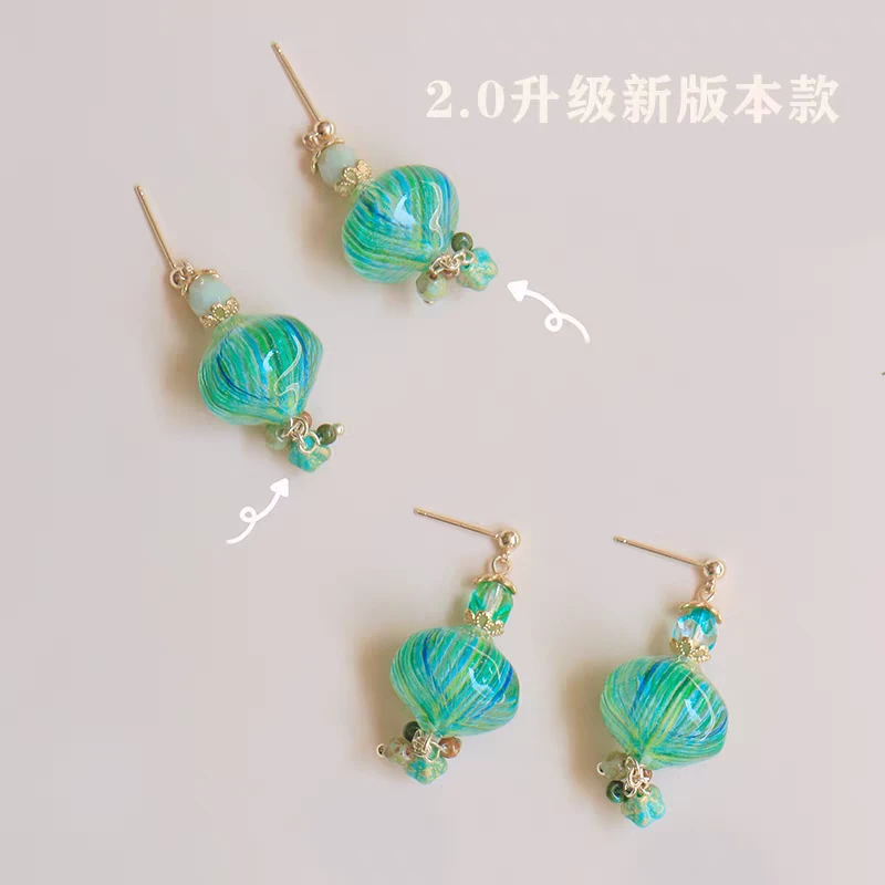 非金属树脂耳饰 Myzoo原创手工设计百搭饰品时尚气质耳环小众蓝色