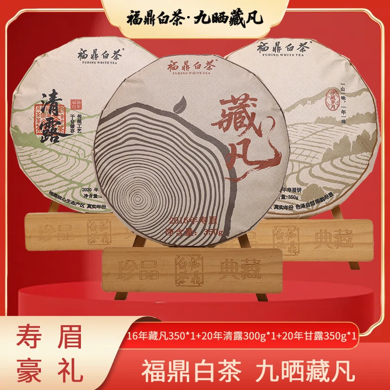 九晒藏凡福鼎白茶2020年紧压寿眉2016年紧压寿眉甘露清露藏凡白茶