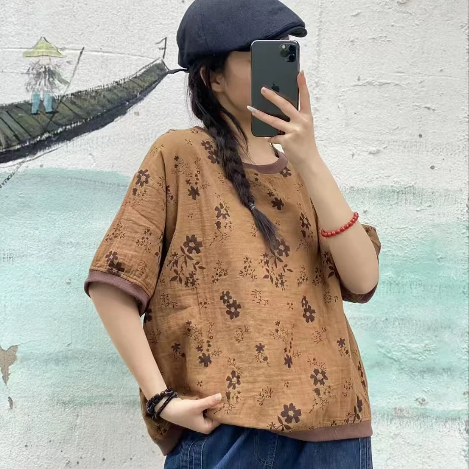 7755新款夏季宽松显瘦优雅气质T恤小衫QZ