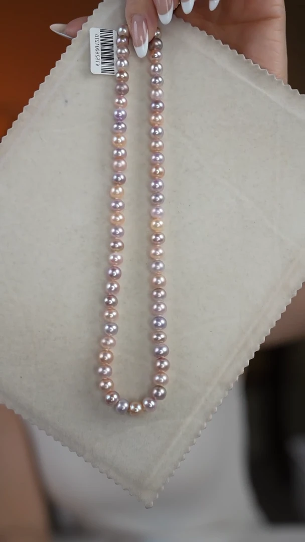 颈饰银S925镶嵌淡水珍珠温柔粉糖果 无核