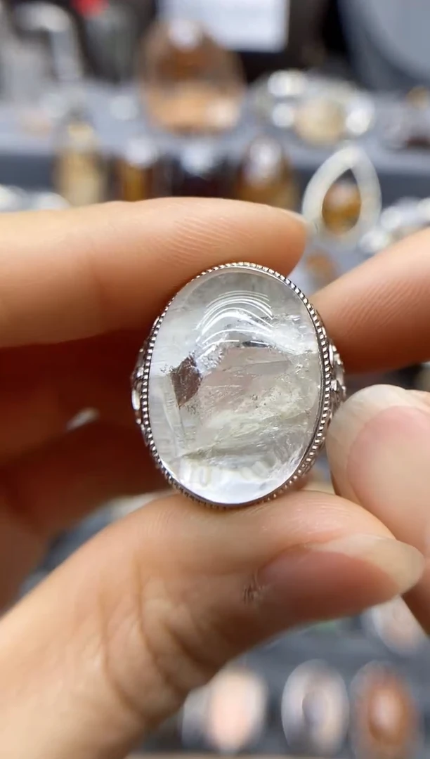戒指银S925镶嵌水晶水晶水晶