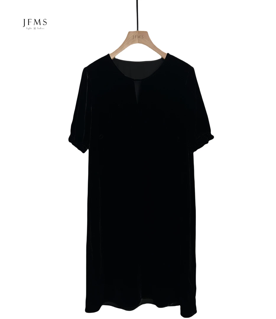 JFMS百分百桑蚕丝丝绒简约经典气质连衣裙Q650