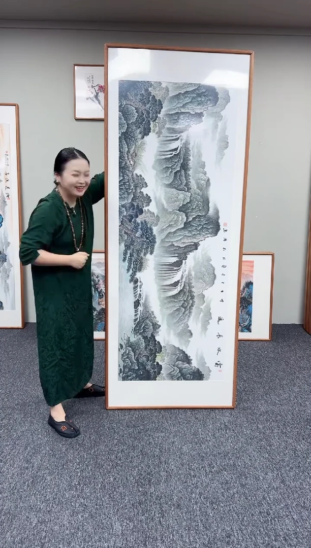 国画富水长流210*80手绘作品