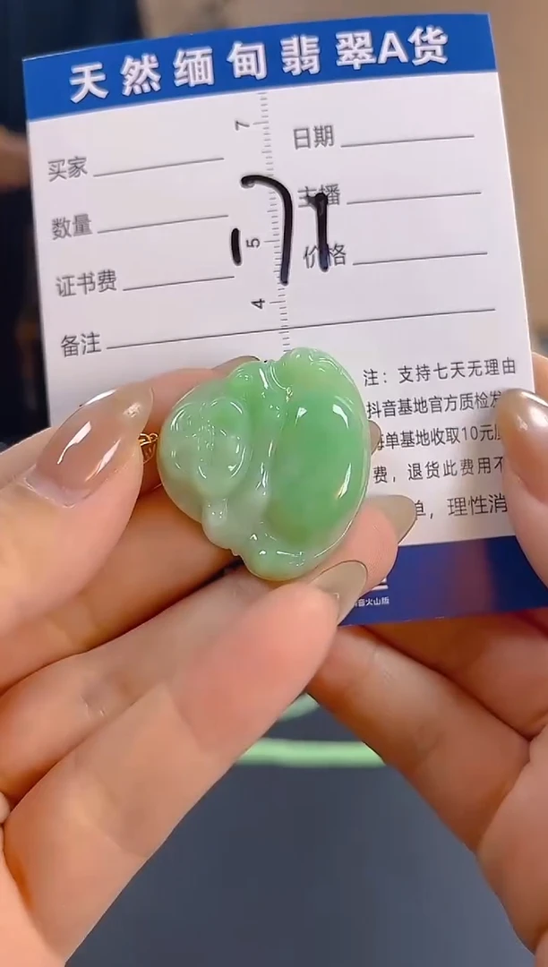 颈饰18K金镶嵌翡翠纯天然缅甸翡翠A货