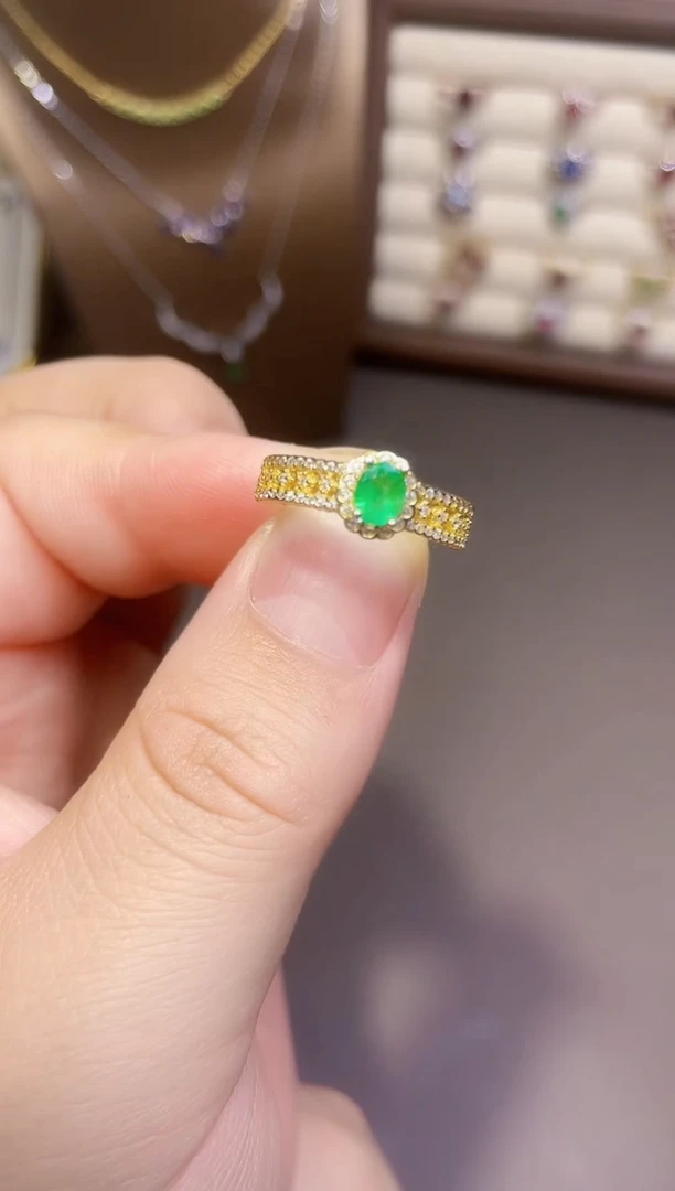 【闪购商品】祖母绿戒指银S925镶嵌一枚