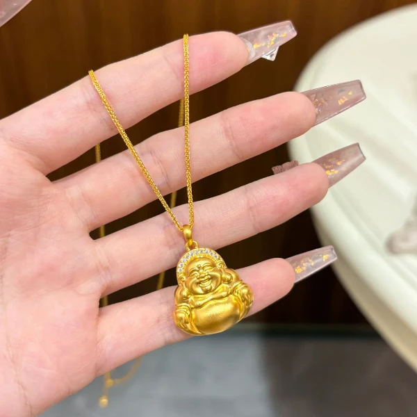 铜合金项链  新中式国风佛公项链女款精美百搭不掉色弥勒佛吊坠