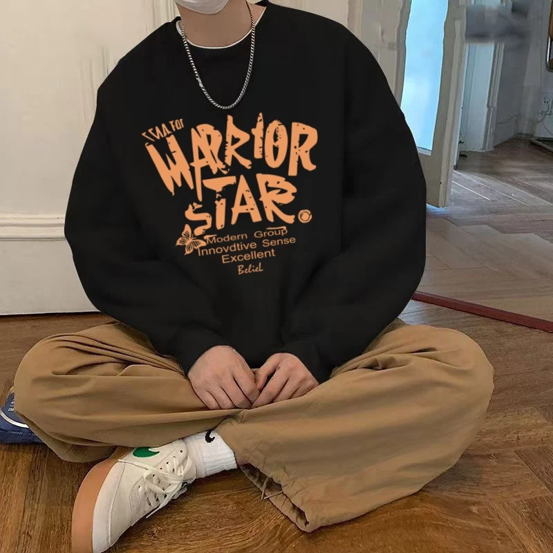 凯颂大码300斤美式简约休闲圆领卫衣男女秋冬宽松百搭重磅打底衫