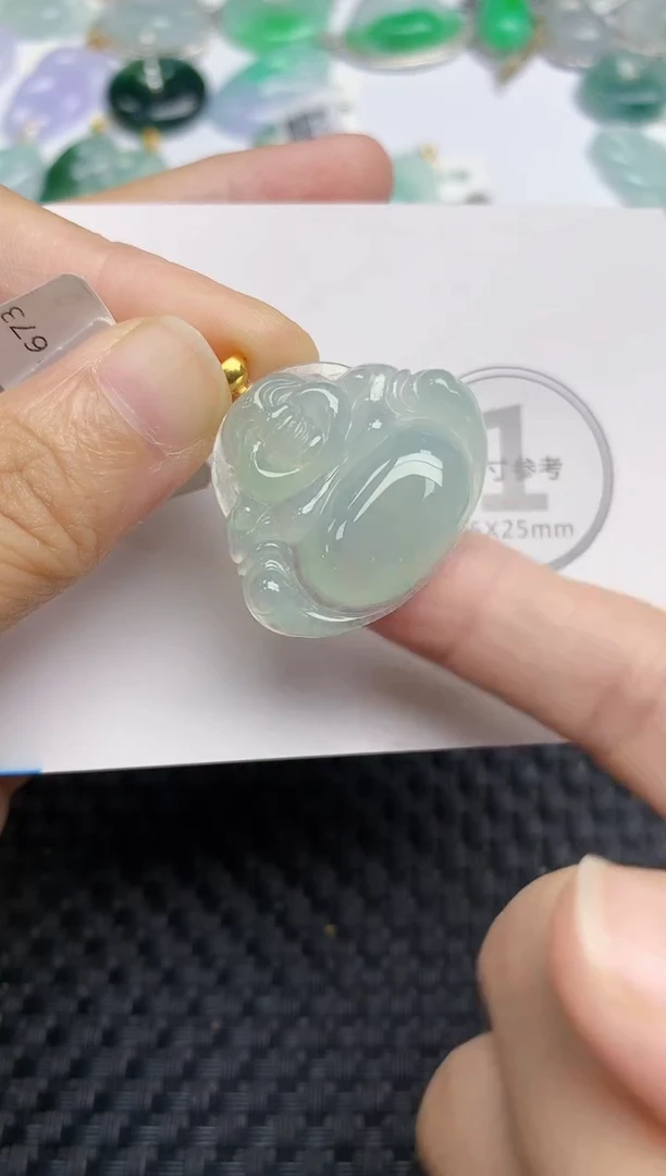 颈饰18K金镶嵌翡翠天然缅甸A货翡翠百元以上9元证书费自理