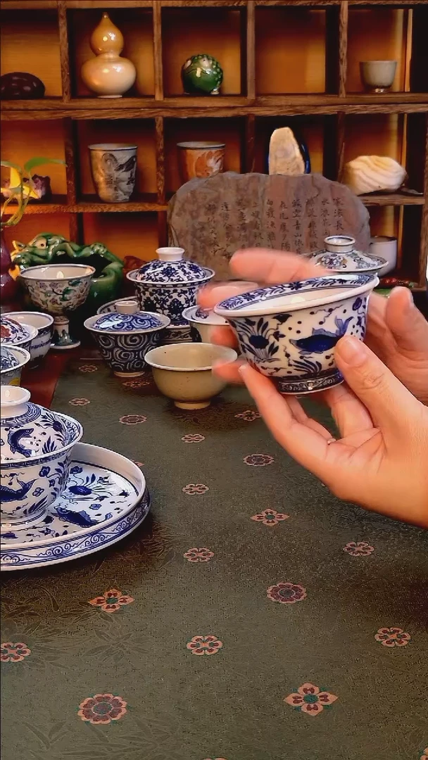 【手工手绘鱼藻压手杯】