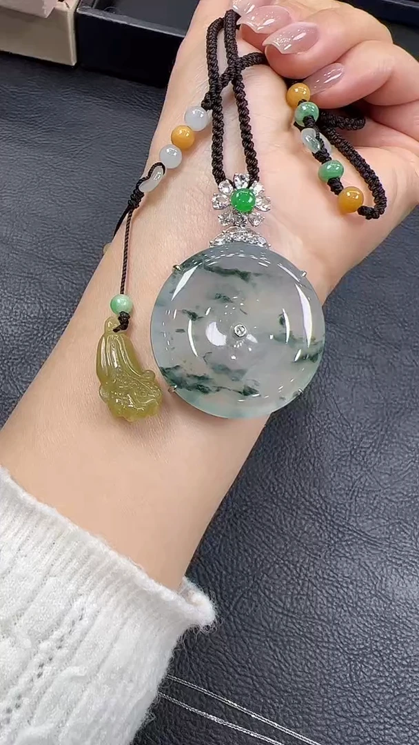 【闪购商品】翡翠挂件18K金镶嵌平安扣总价69000分单