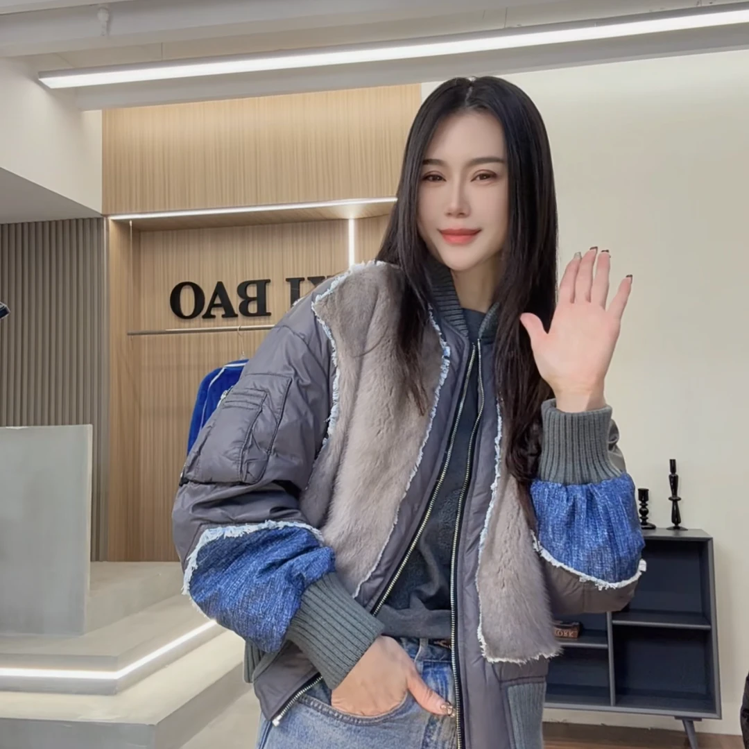 PINSHANGXIBAO/品尚喜宝雅丹上衣时尚宽松水貂鹅绒外套 83926