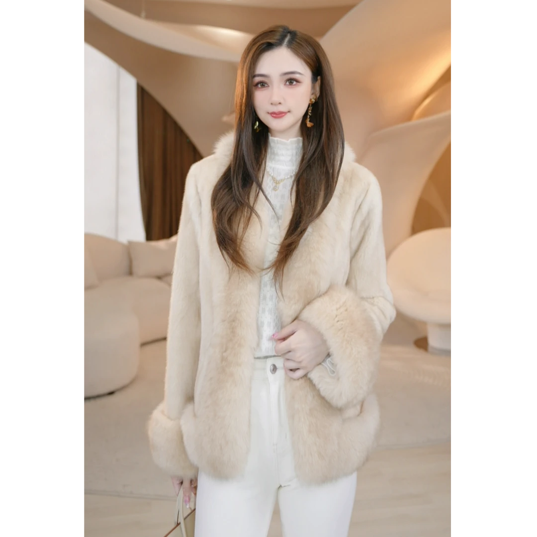COCO BECCI【紫标·旧金山日落】水貂狐狸毛奢感皮草外套CFJJC300173