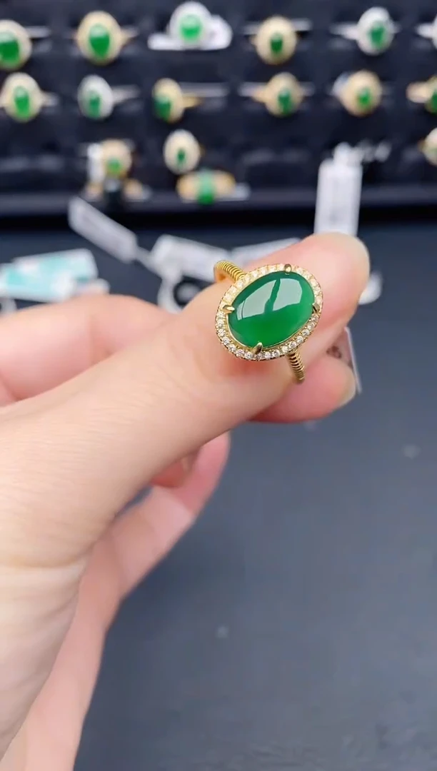 银S925镶嵌戒指翡翠天然a货翡翠44