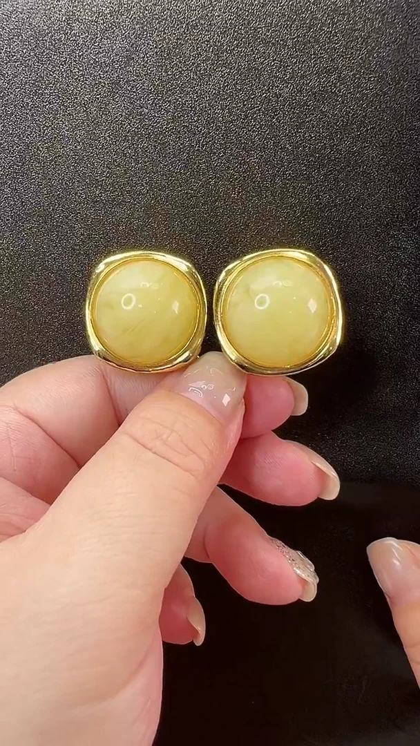 未镶嵌琥珀耳饰耳环