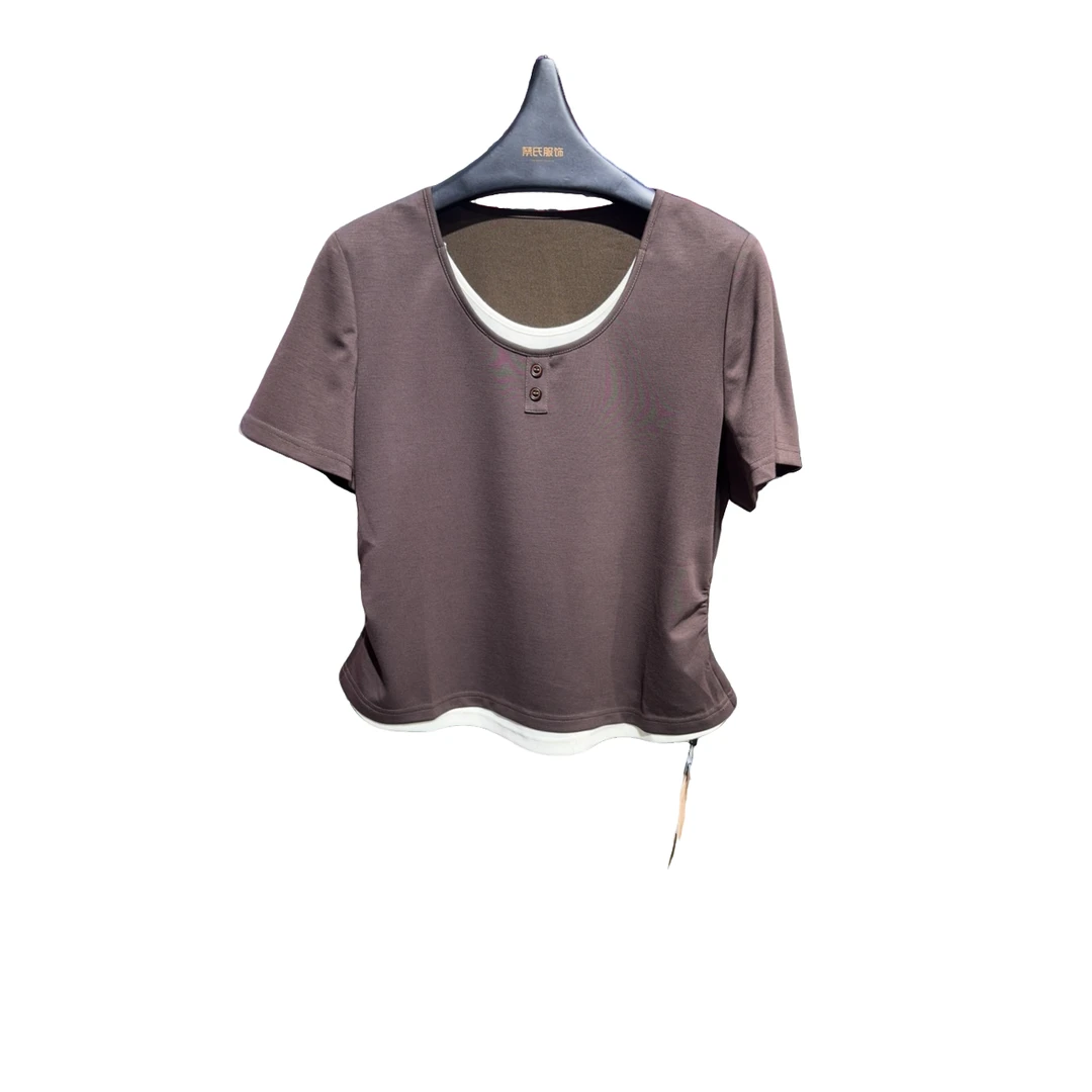 通勤极简风休闲风时尚套装女装圆领t恤设计师舒适时尚短袖