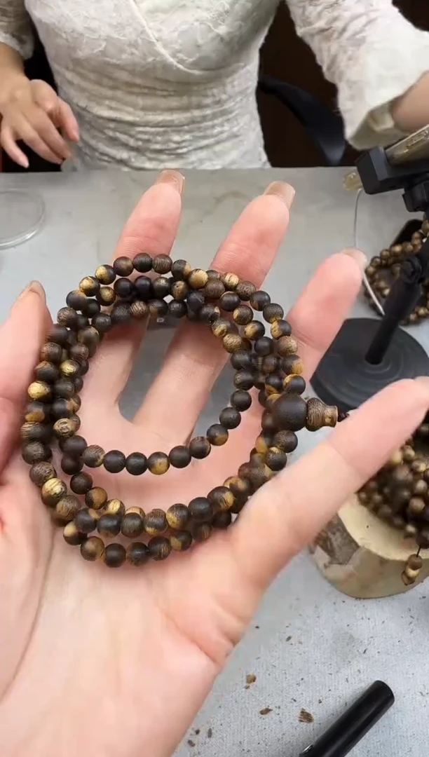 沉香手串0512黄棋圆珠多圈多样性发一