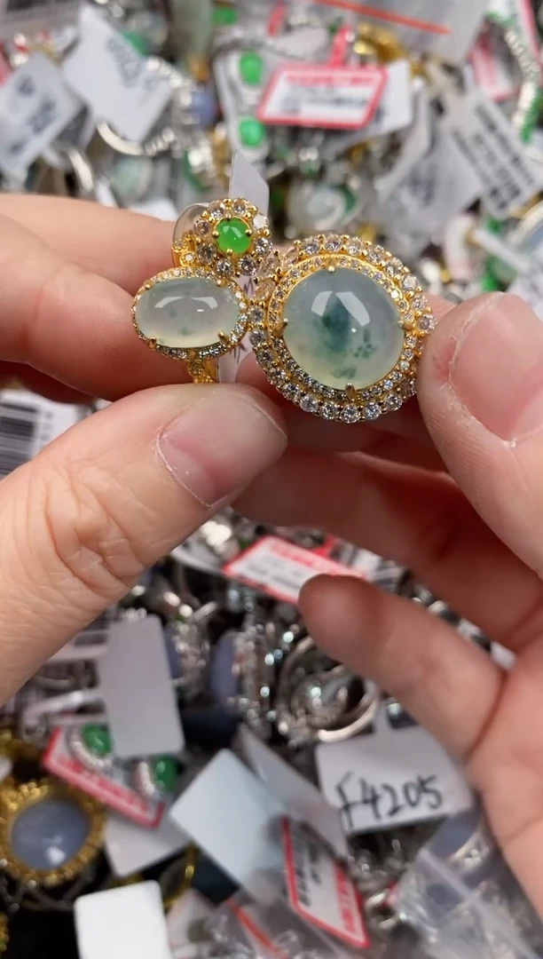 银S925镶嵌戒指翡翠444----7