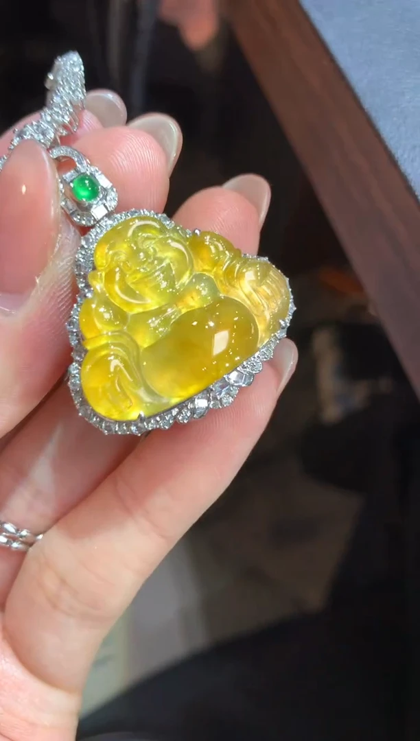 吊坠(不含链)18K金镶嵌翡翠98-佛公（不含链和扣