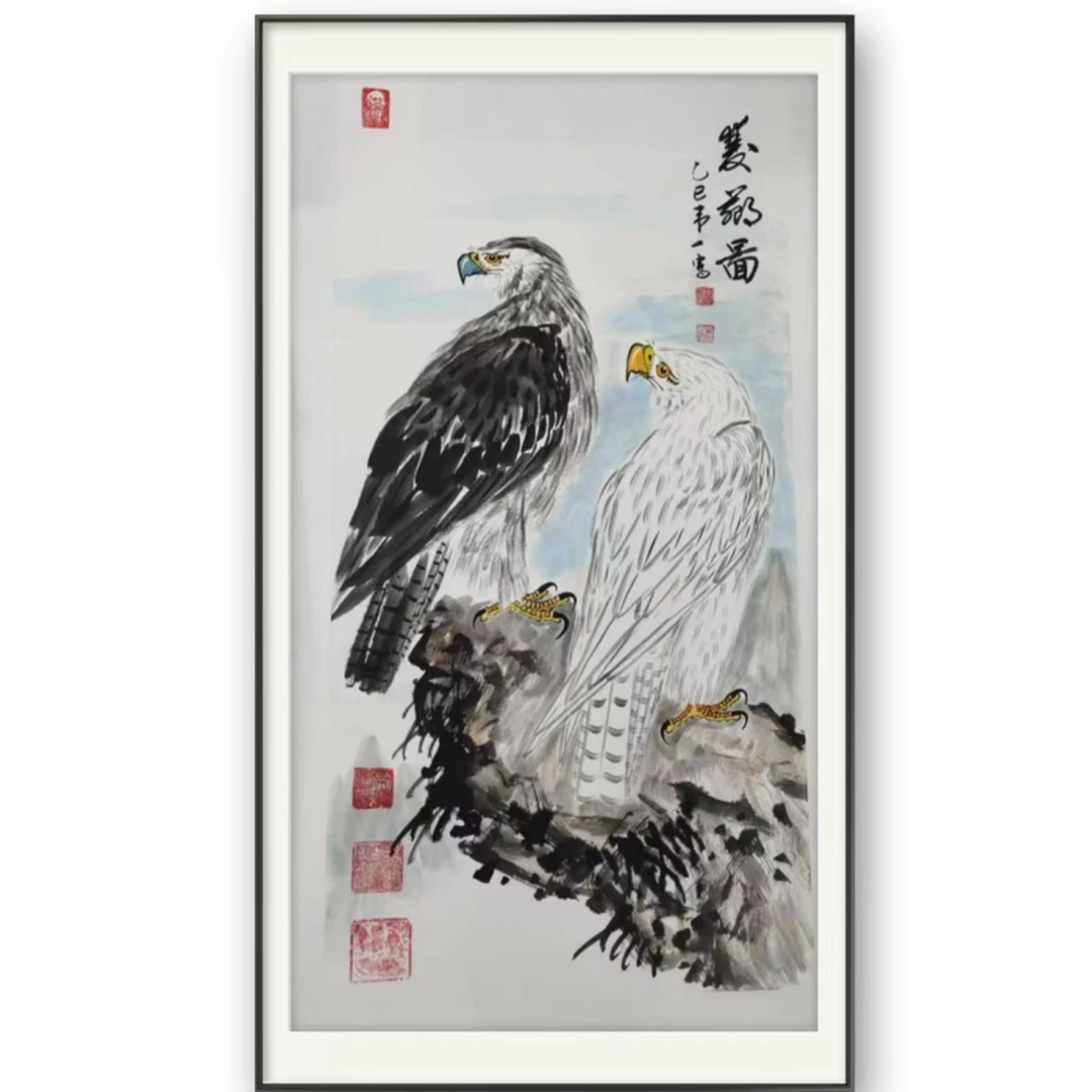 双鹰图宣纸作品