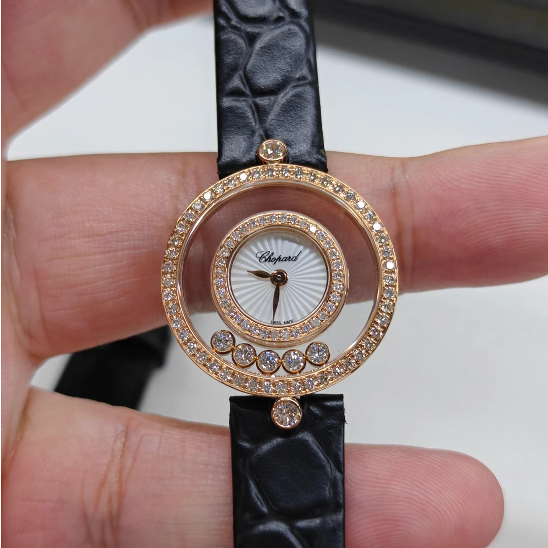 99新 Chopard/萧邦 HAPPY DIAMONDS系列白盘腕表/后钻/WHT030383