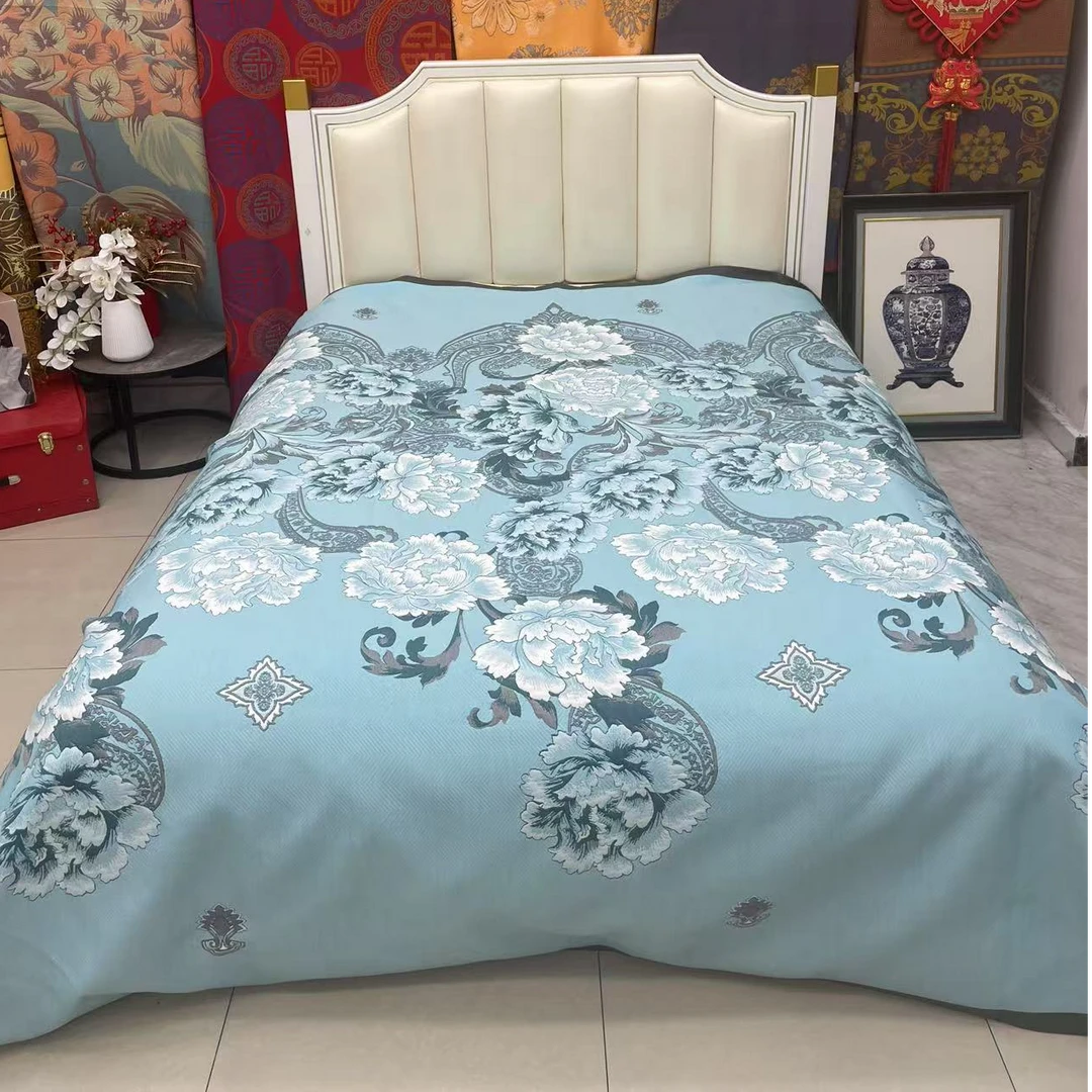 【富贵同春蓝】四季毯床盖--230*250