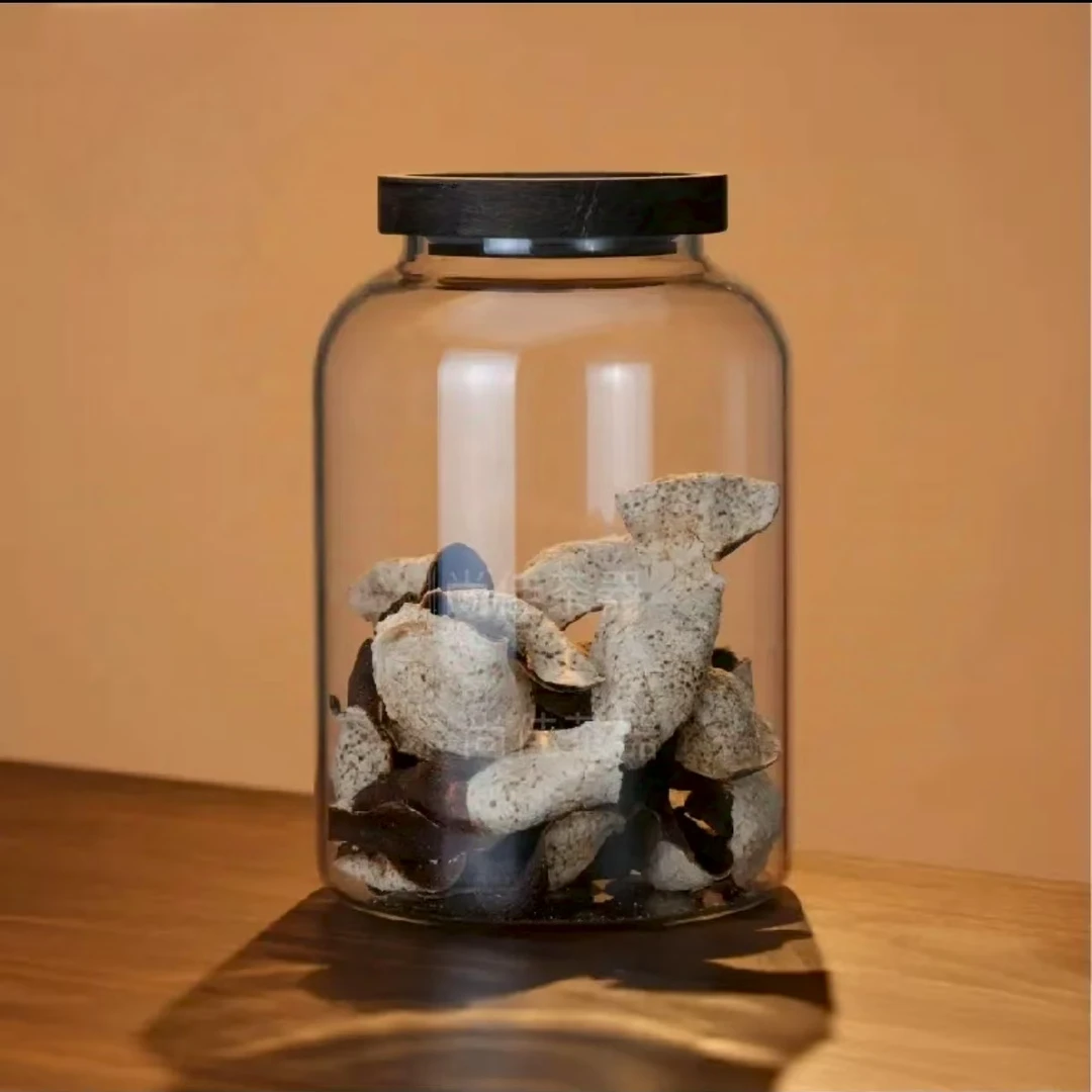 1900ml陈皮罐子高硼硅玻璃相思木盖密封茶叶罐玻璃罐大容量加厚