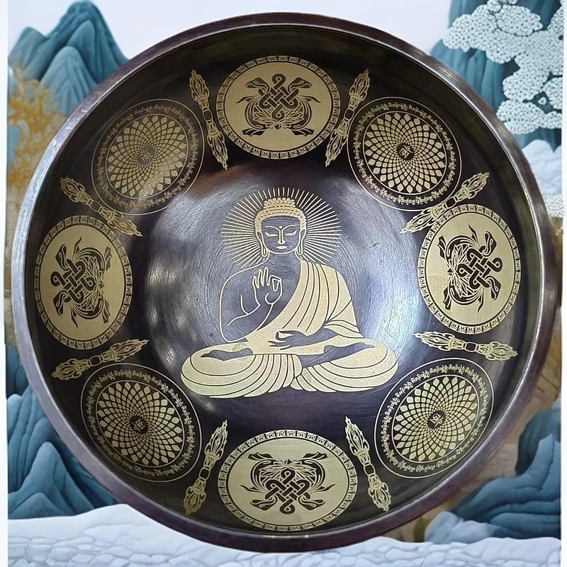 尼泊尔解压静心颂钵15cm (配皮棒圈垫）