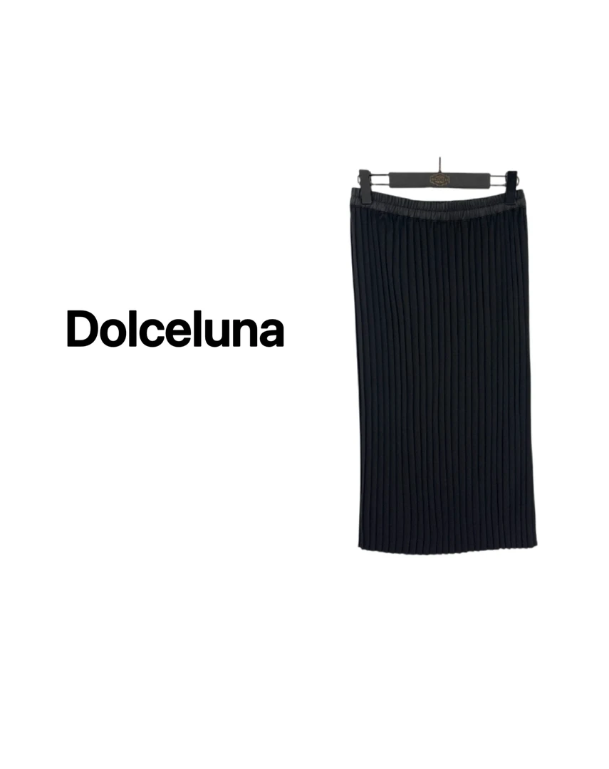 【月姐严选】早春纯色腰头醋酸压褶女士中长款半身裙-16609