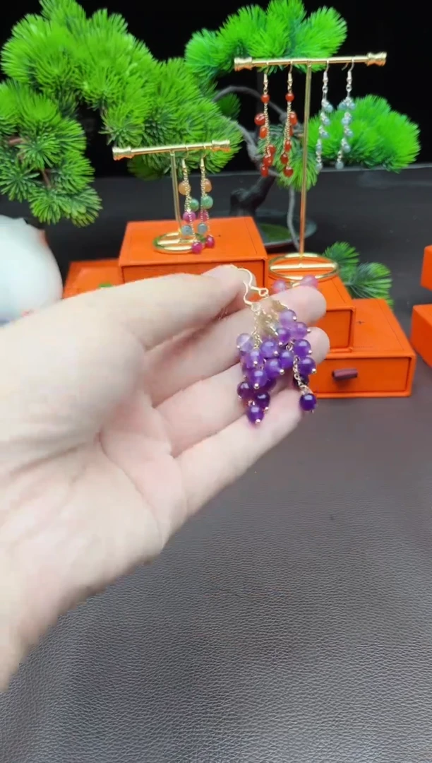 紫晶耳饰银S925镶嵌439