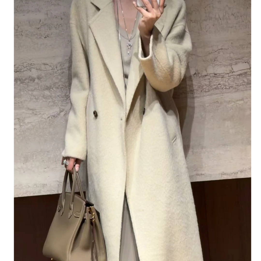 TANTAN 百搭宽松翻领秋冬中长款大衣3985