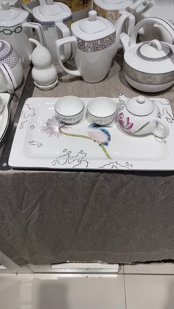 瓷手绘1壶2杯1茶盘