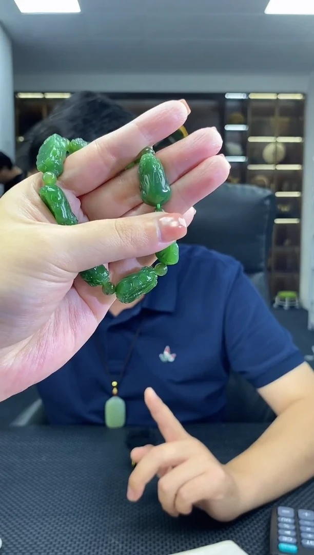 颈饰未镶嵌和田玉碧玉貔貅手串