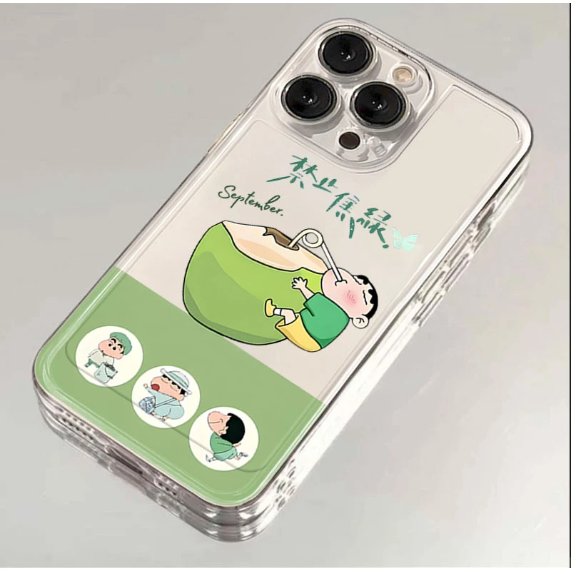 禁止焦绿小新适用iphone1615卡通手机壳苹果13透明12华为vivo小米