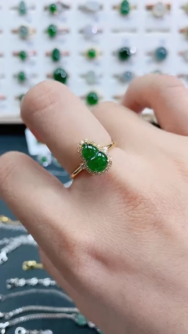 银S925镶嵌戒指翡翠天然翡翠