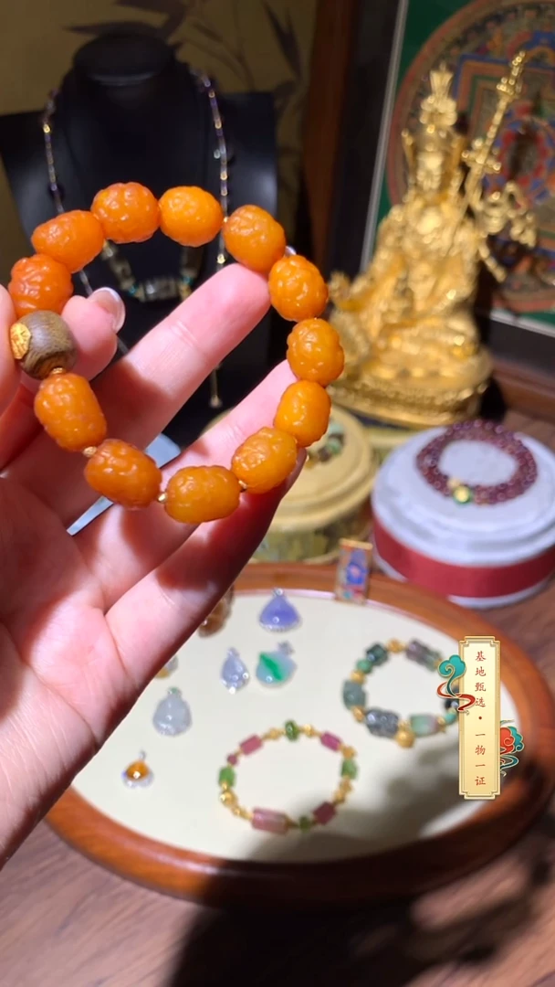 未镶嵌蜜蜡手链精品百搭18 k