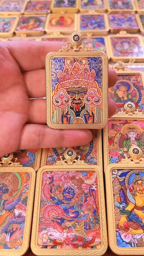 吊坠纯手绘扎吉娘娘唐卡