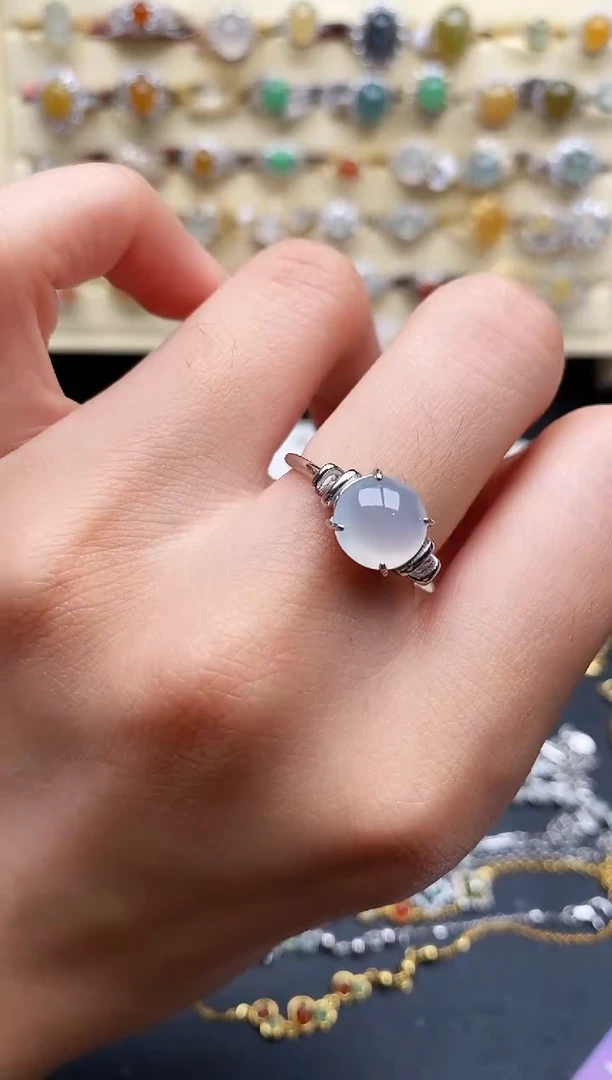 翡翠戒指银S925镶嵌444444444+7