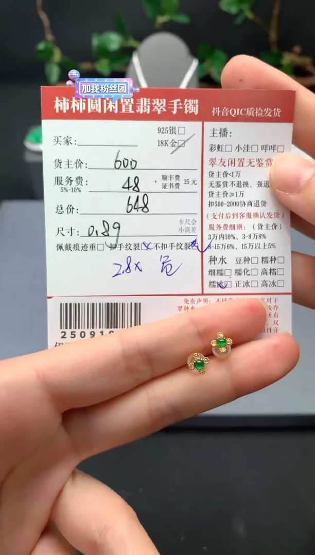 18K金镶嵌翡翠耳饰两*鱼姐姐250919085