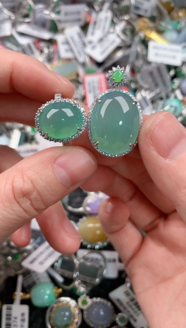 银S925镶嵌戒指翡翠55--4