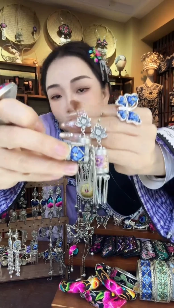 刺绣非遗刺绣民族风耳环