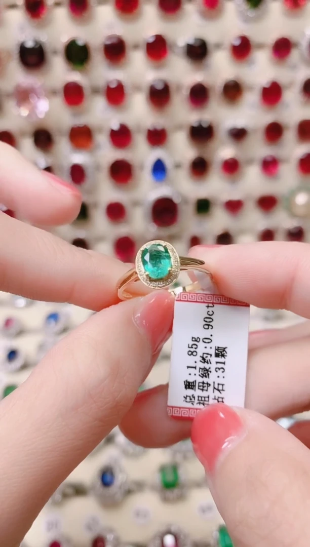 18K金镶嵌18K金戒指祖母绿1