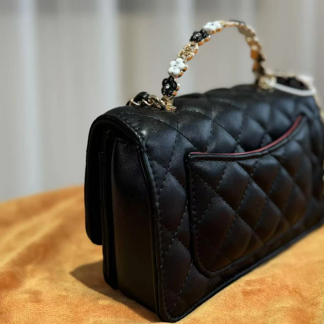 HIRMRIS手工真皮包550702-黑  花钻香