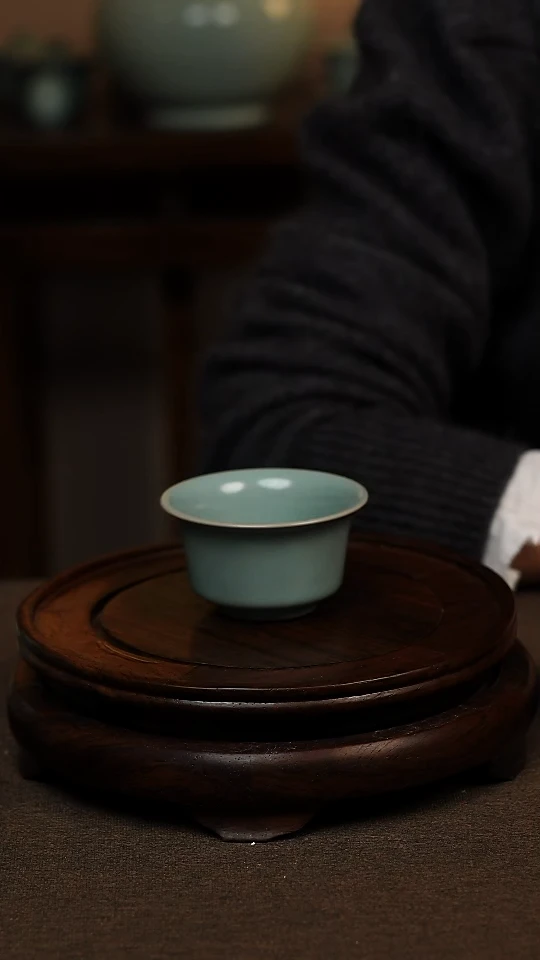 瓷片仿古釉全手马蹄杯70ml 微瑕 不带礼盒